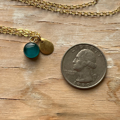 Teal Drop Eraser Necklace- One of a Kind