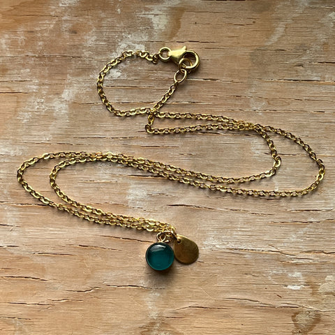 Teal Drop Eraser Necklace- One of a Kind