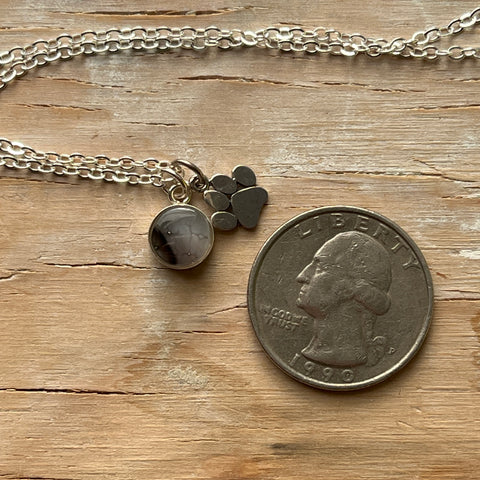 Grey Paw Eraser Necklace- One of a Kind