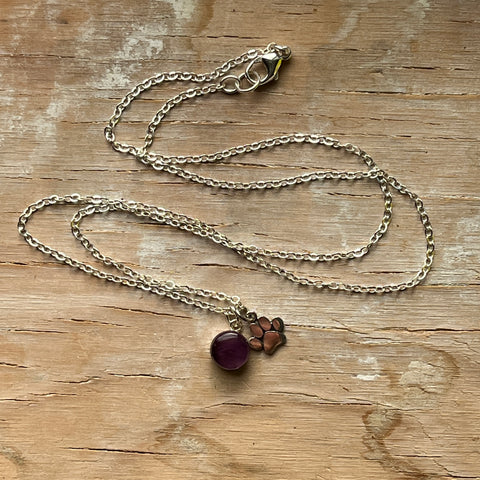 Maroon Paw Eraser Necklace- One of a Kind