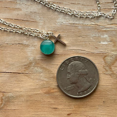 Teal Cross Eraser Necklace- One of a Kind