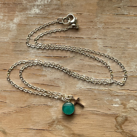 Teal Cross Eraser Necklace- One of a Kind