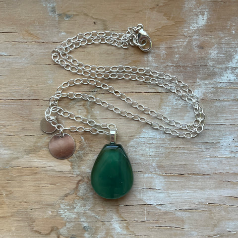 Forest Green Drop Necklace- One of a Kind