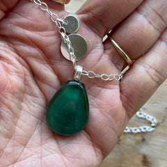 Forest Green Drop Necklace- One of a Kind