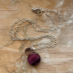 Swirly Maroon Simple Circle Necklace- One of a Kind