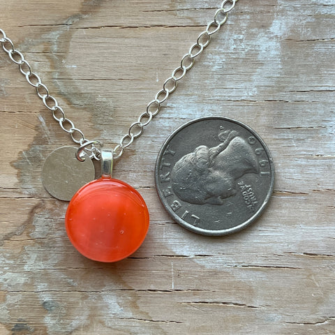 Bright Orange Simple Circle Necklace- One of a Kind