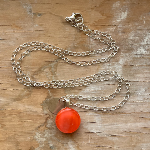Bright Orange Simple Circle Necklace- One of a Kind