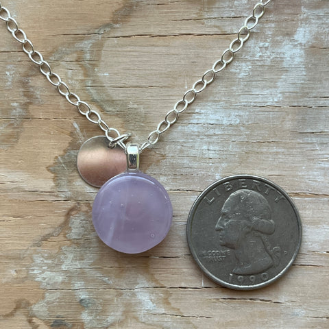 Dusty Lavender Simple Circle Necklace- One of a Kind