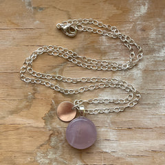 Dusty Lavender Simple Circle Necklace- One of a Kind