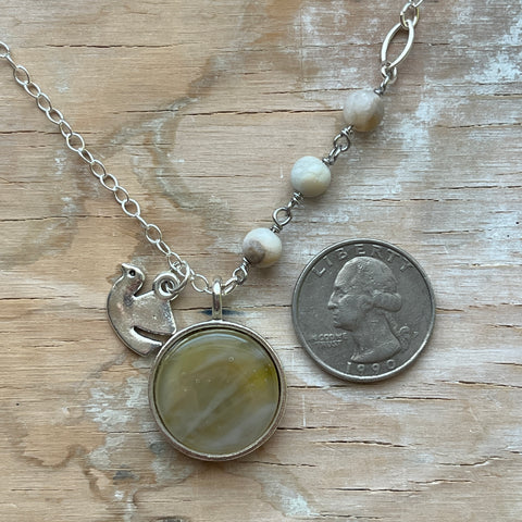 Peace Mustard Necklace- One of a Kind