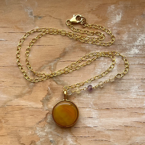 Amber Quartz Necklace- One of a Kind