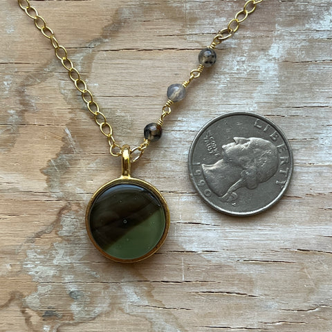 2 Tone Moss & Brown Necklace- One of a Kind