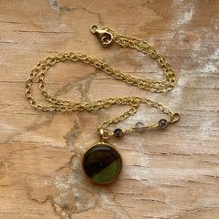 2 Tone Moss & Brown Necklace- One of a Kind