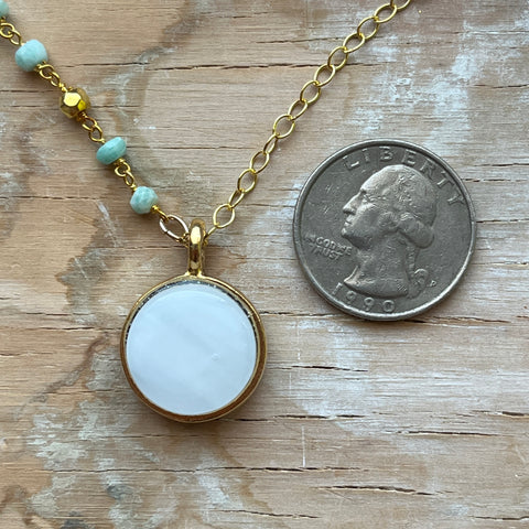 Swirly White & Amazonite Necklace- One of a Kind