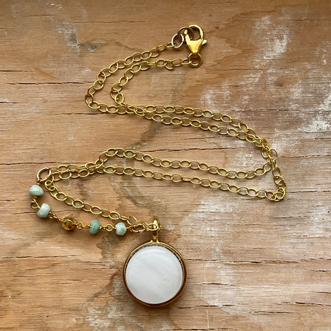 Swirly White & Amazonite Necklace- One of a Kind