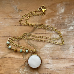 Swirly White & Amazonite Necklace- One of a Kind