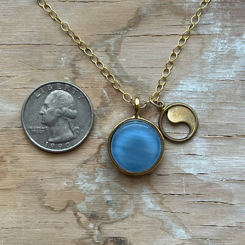Blue Yin Yang Necklace- One of a Kind