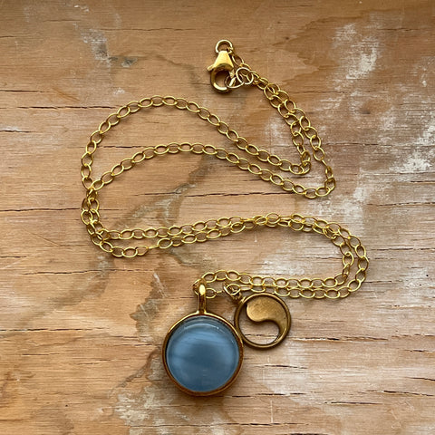 Blue Yin Yang Necklace- One of a Kind