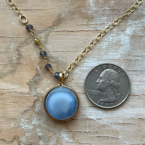 Swirly Blue Iolite Necklace- One of a Kind