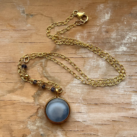 Swirly Blue Iolite Necklace- One of a Kind