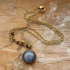 Swirly Blue Iolite Necklace- One of a Kind