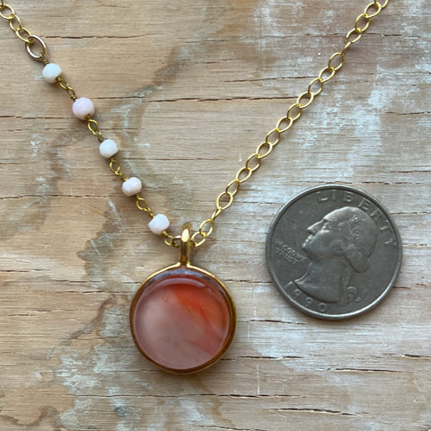 Swirly Pink & Coral Necklace- One of a Kind