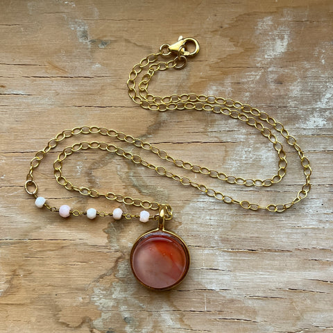 Swirly Pink & Coral Necklace- One of a Kind