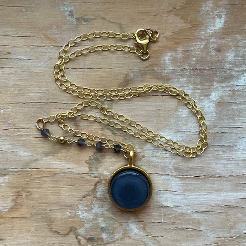 Dark Royal Blue & Iolite Necklace- One of a Kind