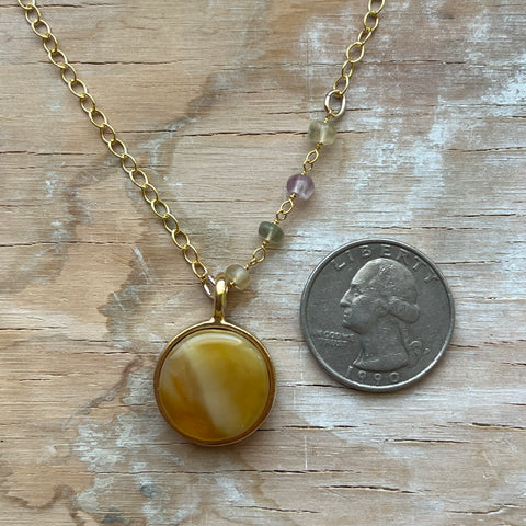 Swirly Amber & Pastel Quartz Necklace- One of a Kind