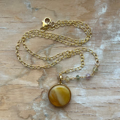Swirly Amber & Pastel Quartz Necklace- One of a Kind