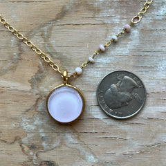 Pale Pink stone Necklace- One of a Kind