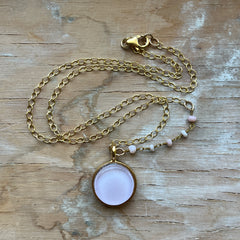 Pale Pink stone Necklace- One of a Kind