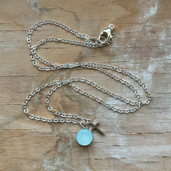 Clouds Cross Eraser Necklace- One of a Kind