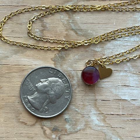 Maroon Heart Eraser Necklace- One of a Kind