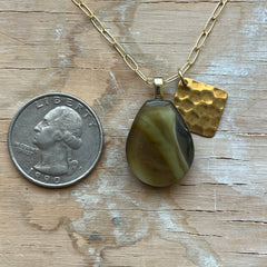 Marbled Brown Drop Necklace- One of a Kind