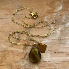 Marbled Brown Drop Necklace- One of a Kind