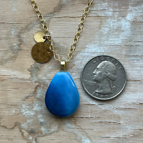 2 Tone Royal Blue GOLD Drop Necklace- One of a Kind