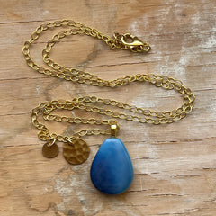 2 Tone Royal Blue GOLD Drop Necklace- One of a Kind
