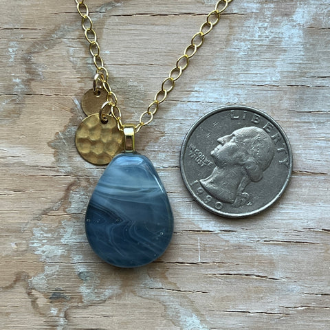 Swirly Grey Drop Necklace- One of a Kind