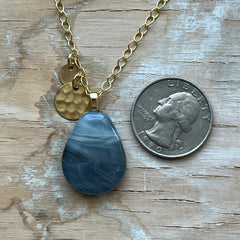 Swirly Grey Drop Necklace- One of a Kind