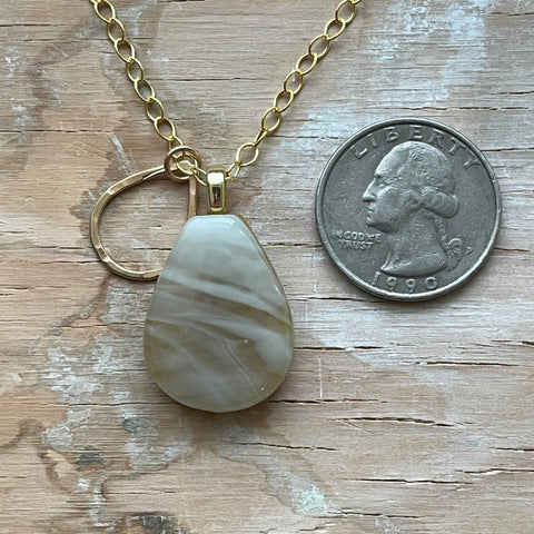 Swirly Mustard Drop Necklace- One of a Kind