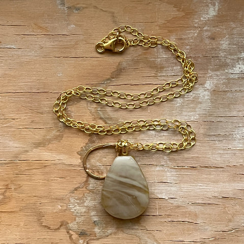 Swirly Mustard Drop Necklace- One of a Kind