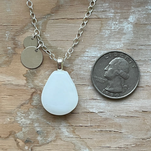 White Silver Drop Necklace- One of a Kind