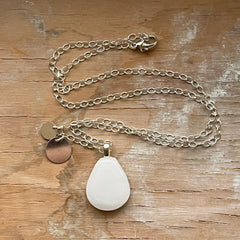 White Silver Drop Necklace- One of a Kind