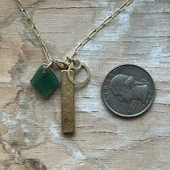 Moss Diamond Metal Bar Charm Necklace- One of a Kind