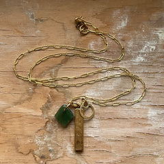 Moss Diamond Metal Bar Charm Necklace- One of a Kind