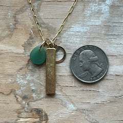 Moss Metal Bar Charm Necklace- One of a Kind