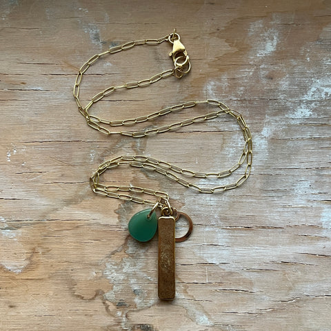 Moss Metal Bar Charm Necklace- One of a Kind