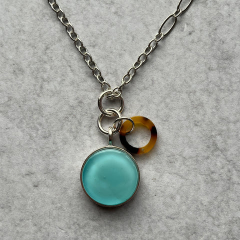 Blue & Tortoise Shell Necklace- One of a Kind