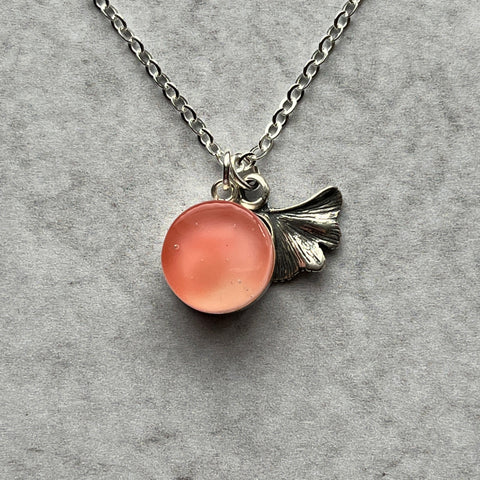 Peach Ginkgo Necklace- One of a Kind